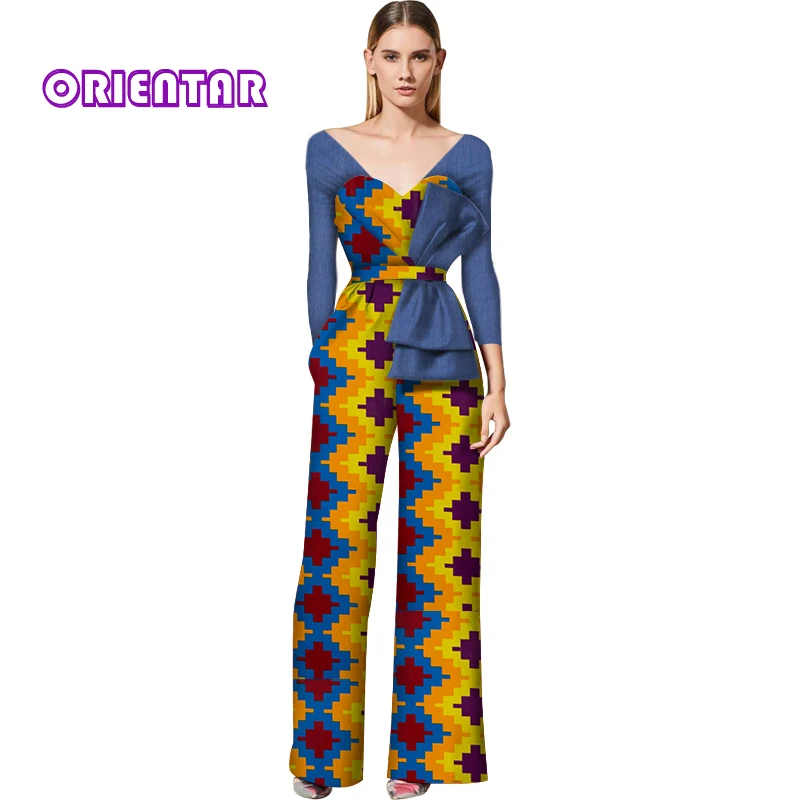 13 Африканский комбинезон Женская африканская одежда Дашики комбинезон традиционная Африка Канга одежда воск для батика Печать Хлопок Брюки WY5398 - Цвет: 13