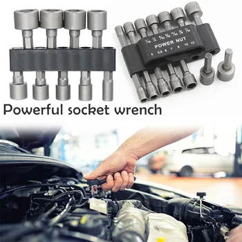 

9/14Pcs 5mm-12mm 38mm Length Extra Deep Bolt Nut Bit Set Metric 1/4 Hex Shank Impact Socket Adapter For Power Tools