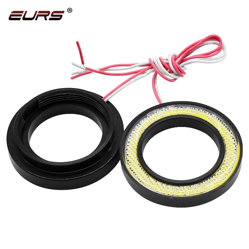 89MM 3.5인치 자동차 엔젤 아이즈 안개등 LED 헤일로 링 헤드라이트 DRL 화이트 레드 블루 64MM 76MM 자동차 램프 액세서리 12V
