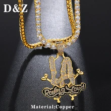 D& Z Rock ювелирные изделия для хипстера Rolling Loud Ожерелья Подвески со льдом из Bling циркония теннисная цепь колье