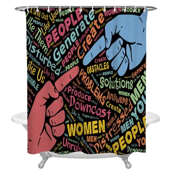 

Text Illustration Street English Print Shower Curtains Polyester Fabric Home Bathroom Decor Large Waterproof Shower Curtain
