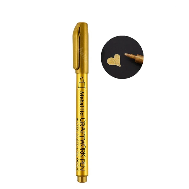 Haile Liquid Mirror Marker Silver Markers Pen DIY Reflective Paint Pens Mirror Markers Chrome Finish Metallic Art Craftwork Pen Metal Marker-Gold