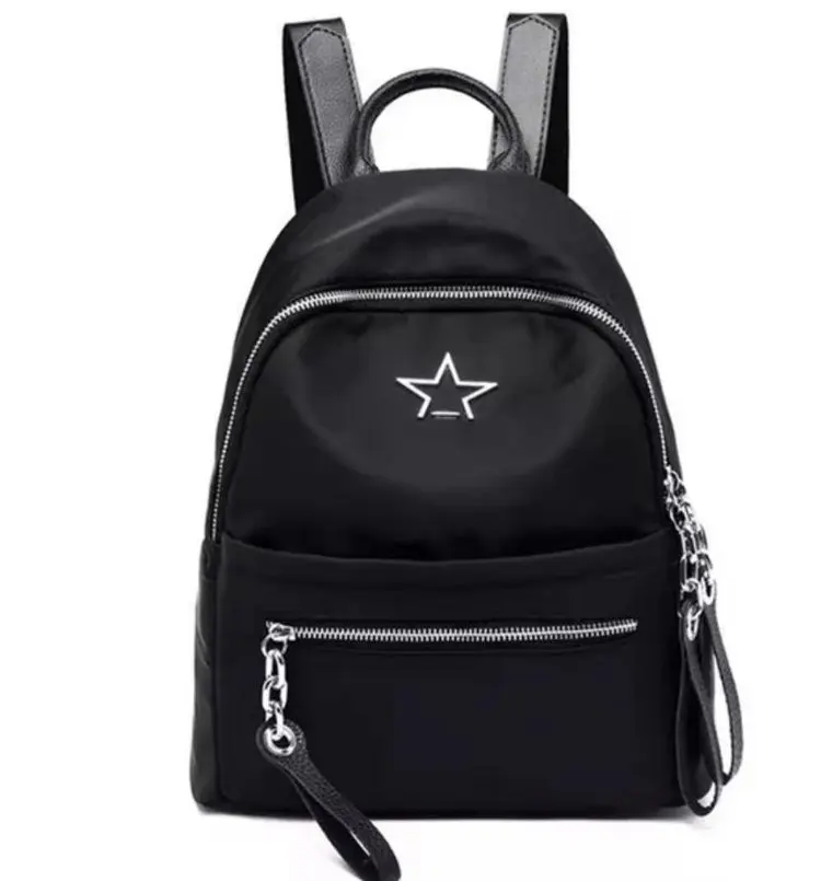 

New Style Nylon Waterproof Backpack Solid Color Street Fashion Zipper Nylon Cloth Intangible Backpack
