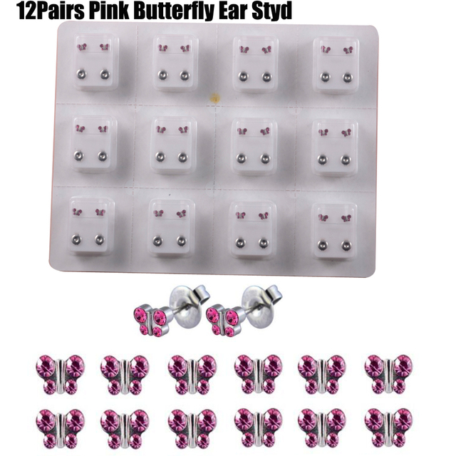 Sterilized Dozen Pack Gold & Silver Color Ear Cartilage Tragus Piercing Stud Earring Mixed Colors Shape Star Heart Pearl