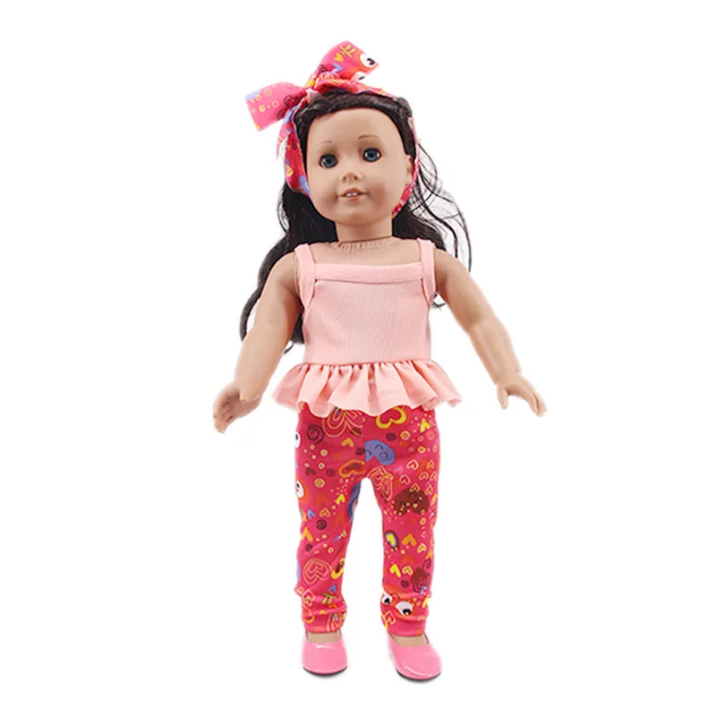 Doll clothes 3 pcs / set of headscarf+ vest+ pants, for 18-inch American 43 cm born doll Christmas, girls toys, birthdaygifts - Цвет: n1775