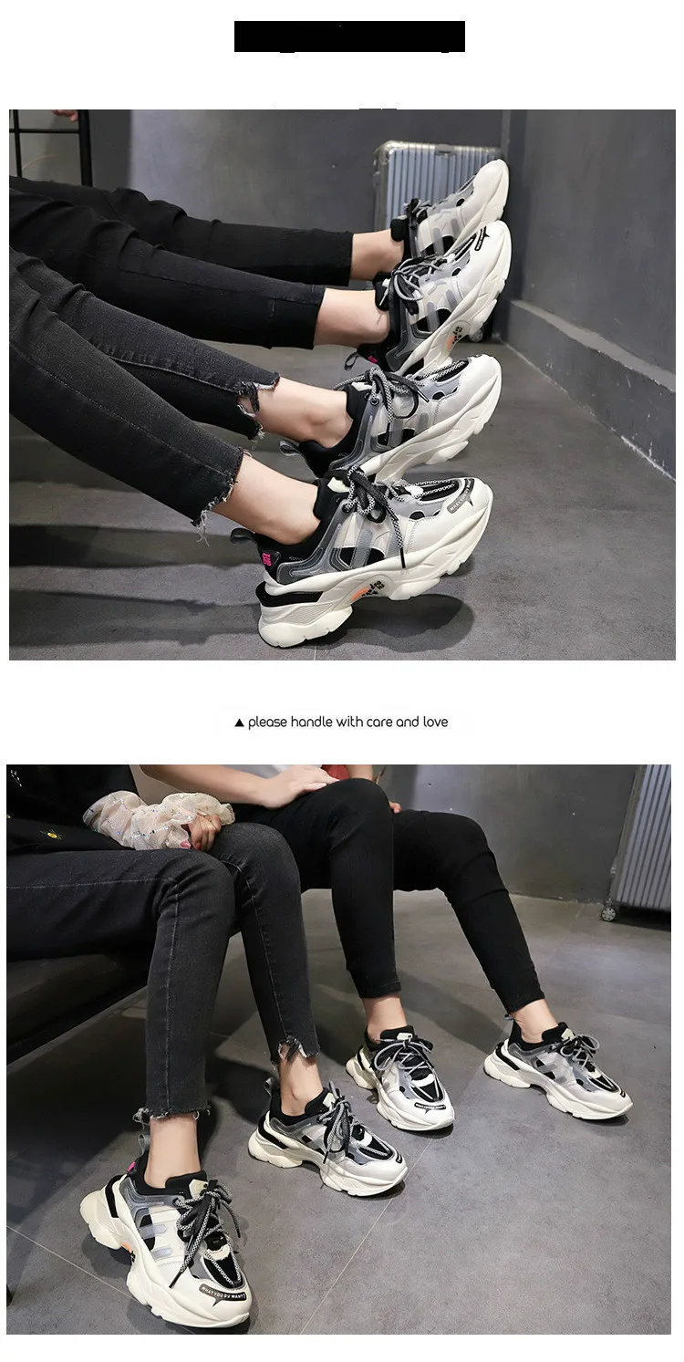 Женские массивные кроссовки на платформе 5 см; повседневная обувь из вулканизированной кожи на шнуровке; роскошные дизайнерские модные женские кроссовки для папы