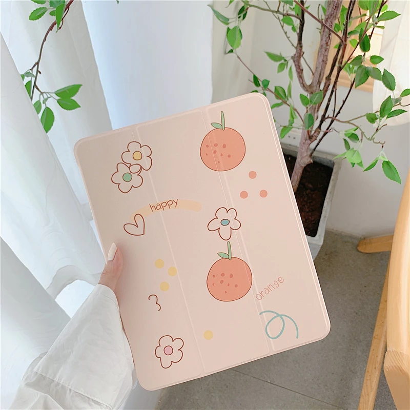 Симпатичный оранжевый чехол для iPad AIR 2 3 10 5 Pro 2019 7 й дюймов 2017 2018 9 Mini с держателем
