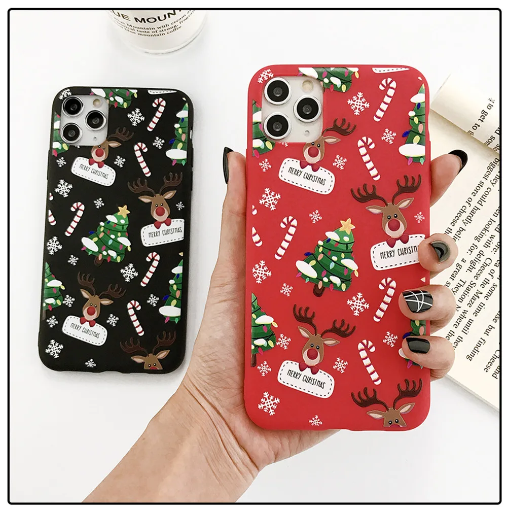 Ottwn Christmas Santa Claus Elk Phone Case For iPhone 13 12 11 Pro Max Mini X XS XR 7 8 6 Plus SE 2020 Soft TPU Silicone Cover apple iphone 13 case