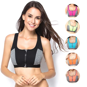 

Double Layer Zipper Sports Bra Ladies Fitness Yoga Bra Push Up High Padded Shirt Underwear Running Vest Gym Exercise Sportswear