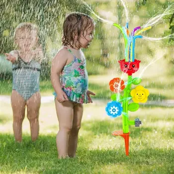 3-in-1 Sprinkler Outdoor Water Spray Sprinkler Kids Pool Toys Rotating Baby Bath Toy Summer Flower Water Spray Sprinkler Toy 1