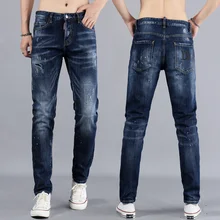 Итальянские винтажные стильные модные мужские джинсы наивысшего качества облегающие Ретро Синие рваные джинсы мужские уличные эластичные брендовые дизайнерские джинсы