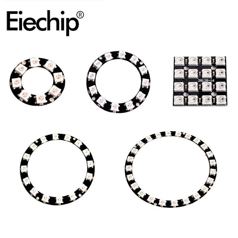 60 Bits LED Lamp Board WS2812 5050 RGB Round Light Module For - View #9