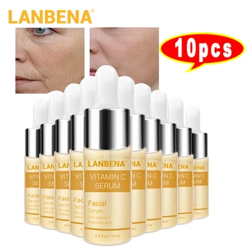 

LANBENA Vitamin C Serum Moisturizing Face Serum Hyaluronic Acid Whitening Face Cream Remover Freckle Speckle Fade 10PCS Skin
