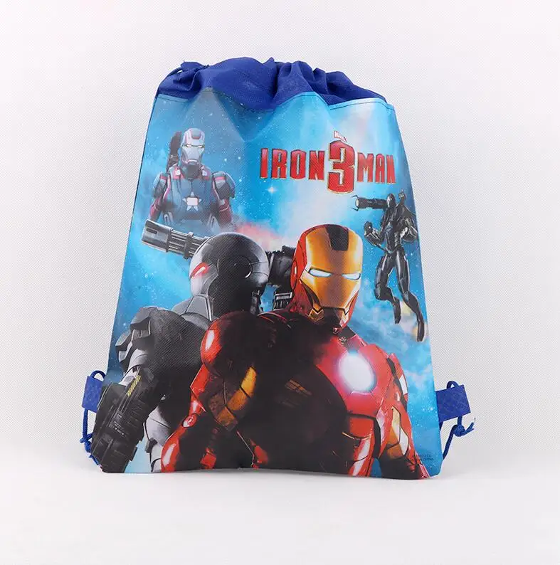 1pcs Non-woven Drawstring Bags The Avengers Spiderman Iron Man Super Hero Theme Gift Bag Kids Baby Birthday Party Gifts - Color: Iron Man 1