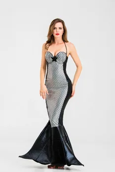 

2019 NEW adult girl female princess Womens Halloween Costume Set Cosplay Fancy Party Sexy Mermaid Long Maxi Dress