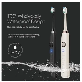 

S100 Ultrasonic Sonic Electric Toothbrush with Wireless Rechargeable Battery IPX7 Waterproof Inductive charger LED indicator