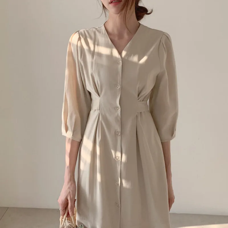 Limiguyue однобортное Бандажное платье для женщин vestidos элегантный офисный женский Вечеринка тонкое приталенное платье однотонный корейский стиль Мода Y169