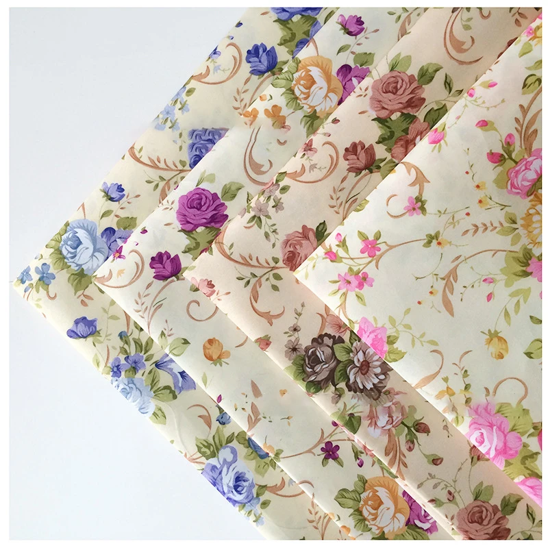 cheap peach skin fabric floral Polyester fabric Curtain for home textile thin tissue W38