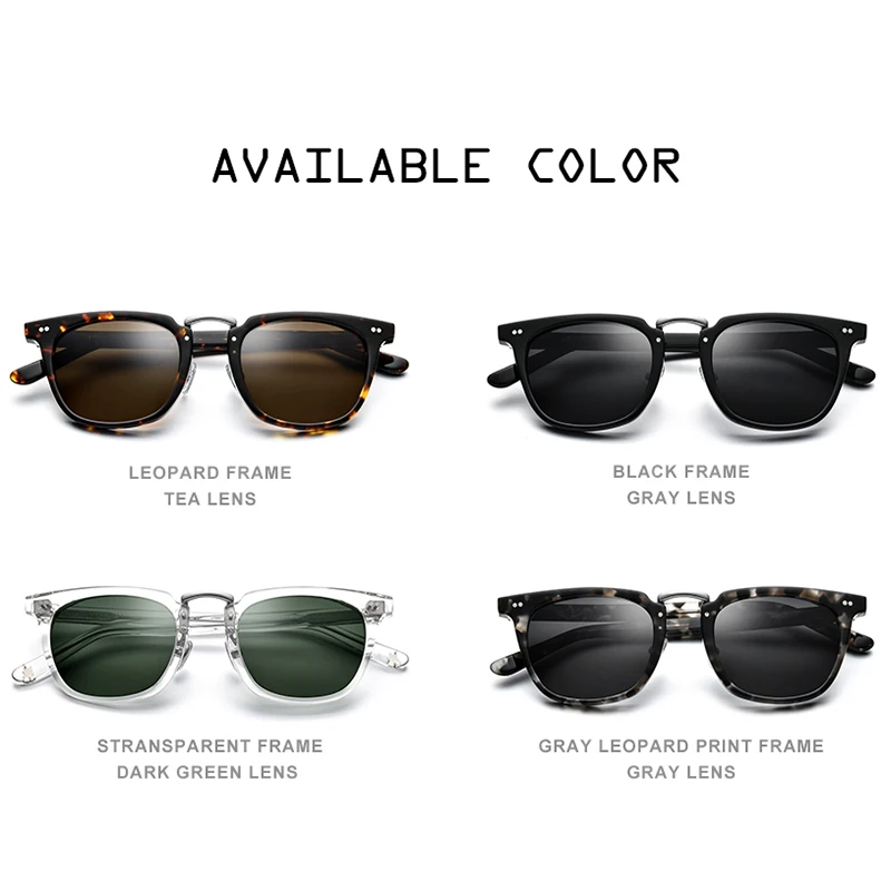 HEPIDEM Acetate Polarized Sunglasses 2020 New Women High Quality Sunglass Retro Vintage Square UV400 Sun Glasses for Men 9126