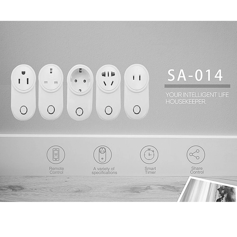 

UK/AU/US/EU WIFI Smart Socket Electric outlet 2019 hot sale Alexa/google home control plug prise