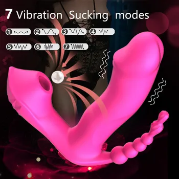 3 IN 1 Sucker Vibrator for Women 7 Modes Vibrating Anal Vagina Clitoris Stimulator Female Vibrators Erotic Sex Toys for Women 2