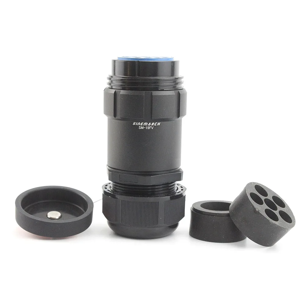 Socapex 19 핀 암 플러그 M40 19-28mm 케이블 글랜드 금도금 황동 핀(사전 설치) 인라인 커넥터