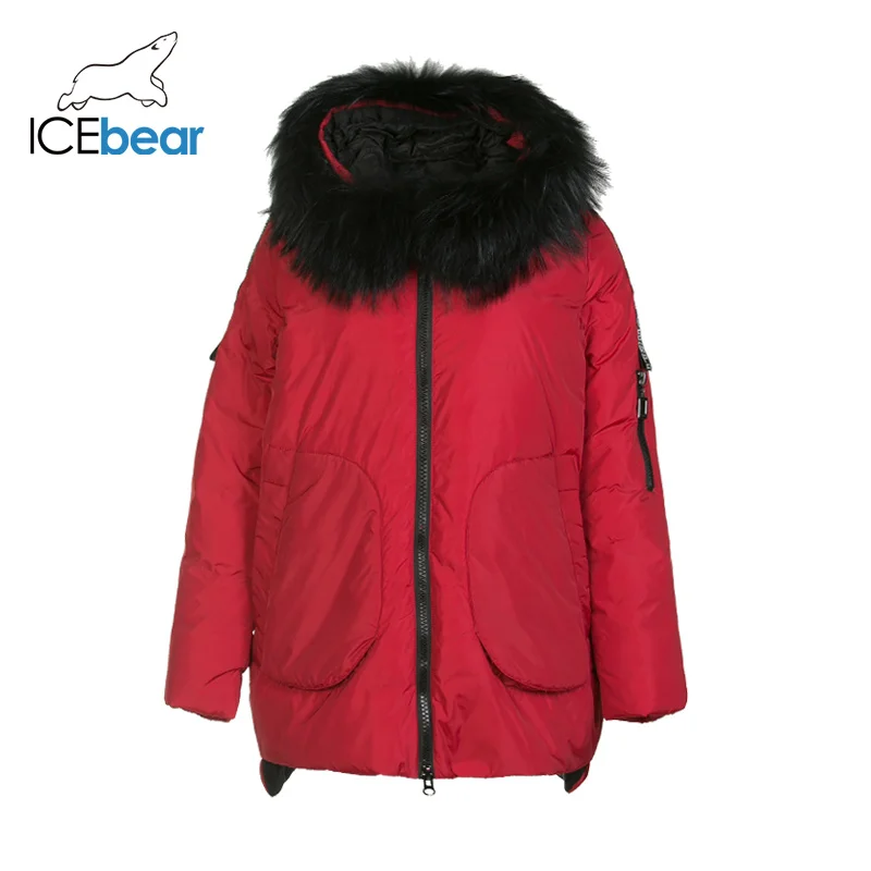 

ICEbear 2019 new winter long women's down coat fashion warm ladies jacket hooded brand ladies clothing GN118125P
