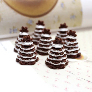 

8pcs/lot 23*25MM Resin 3d Christmas chocolate cake food play DIY Crafts simulation Decoration Accessories