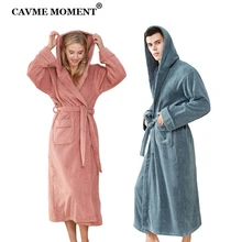 Зимний Халат с капюшоном из махровой ткани, кимоно унисекс, утепленный хлопковый Халат размера плюс, одноцветные халаты с логотипом на заказ