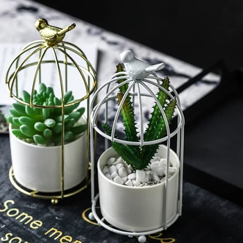 

Nordic Style Bird Cage Iron Flower Pots Frame Succulent Flowerpot Set For Home Garden Decor Plant Pots Planters Table Decor.8