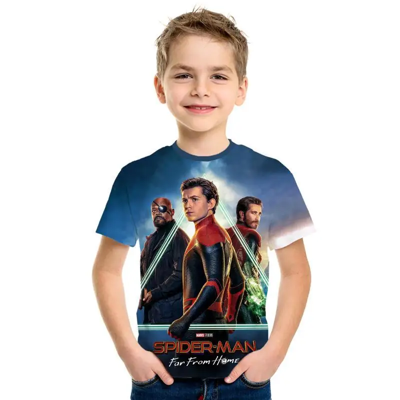 nueva pelcula Человек-паук 3D impresin camiseta nio camisa fresca camiseta ropa para nios corto manga