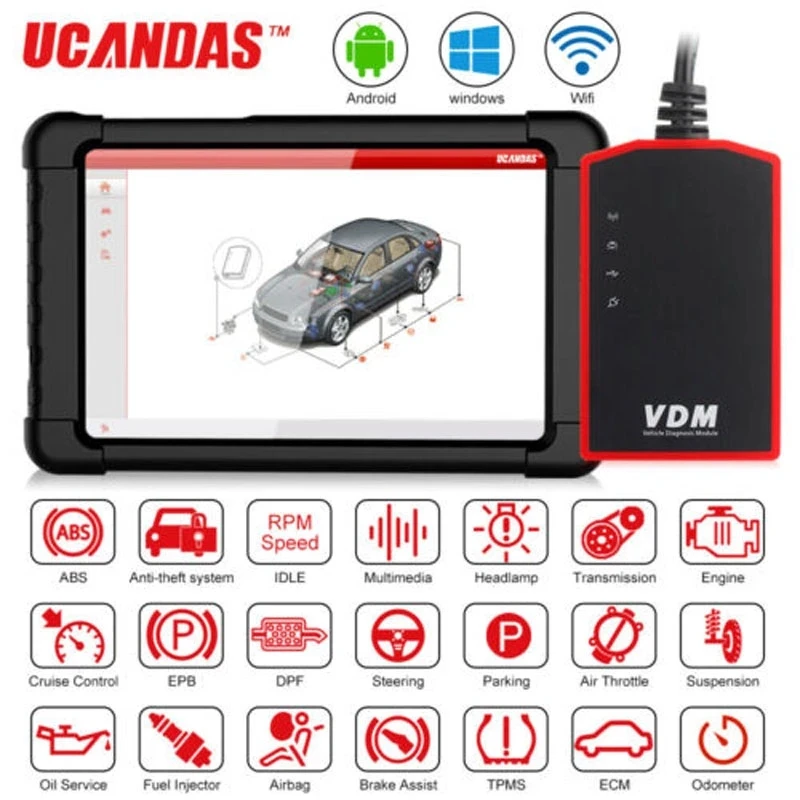 UCANDAS VDM OBD2 Auto Diagnostic Tool All System Airbag ABS Oil SAS EPB Reset Professional OBD 2 Automotive Scanner Free Update |