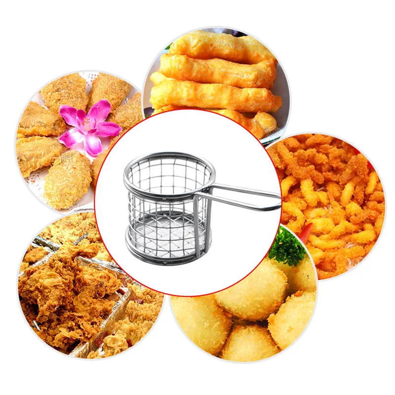 4 шт. мини круглая корзина для картофеля фри Масляный фильтр для картофеля фри шеф-повара кухонная корзина сетка для фритюра дуршлаг кухонные аксессуары