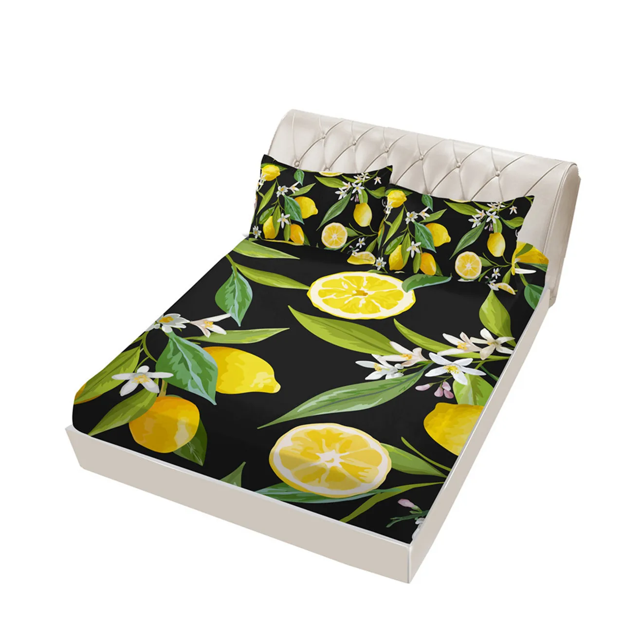 21 Fruit Fitted Sheet, Lemon Style Soft Decorative Fabric Bedding All-Round Elastic Pocket, Wrinkle& Fade Resistant Bedding - Цвет: 21