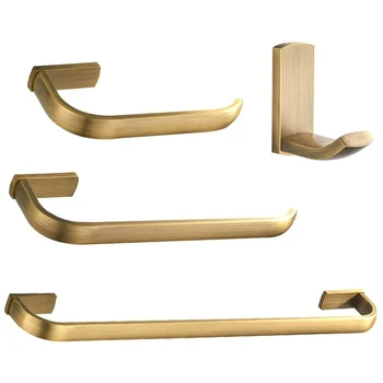 

Towel Hook Towel Ring Towel Bar Toilet Roll Holder 4-Pieces Hardware Set Brass Golden for Bathroom Hardware Set