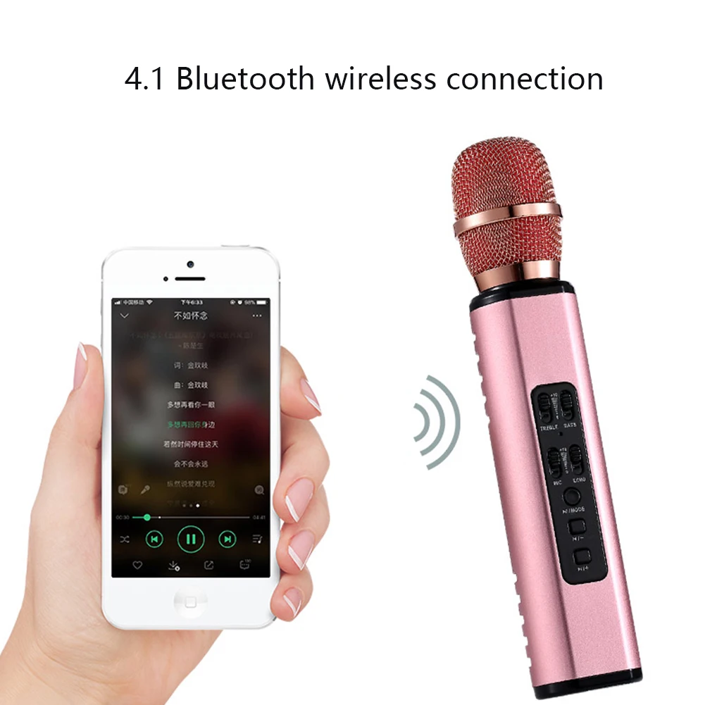 Беспроводной микрофон караоке Bluetooth микрофон волшебный Караоке ручной динамик портативный микрофон телефон плеер микрофон динамик Запись музыки