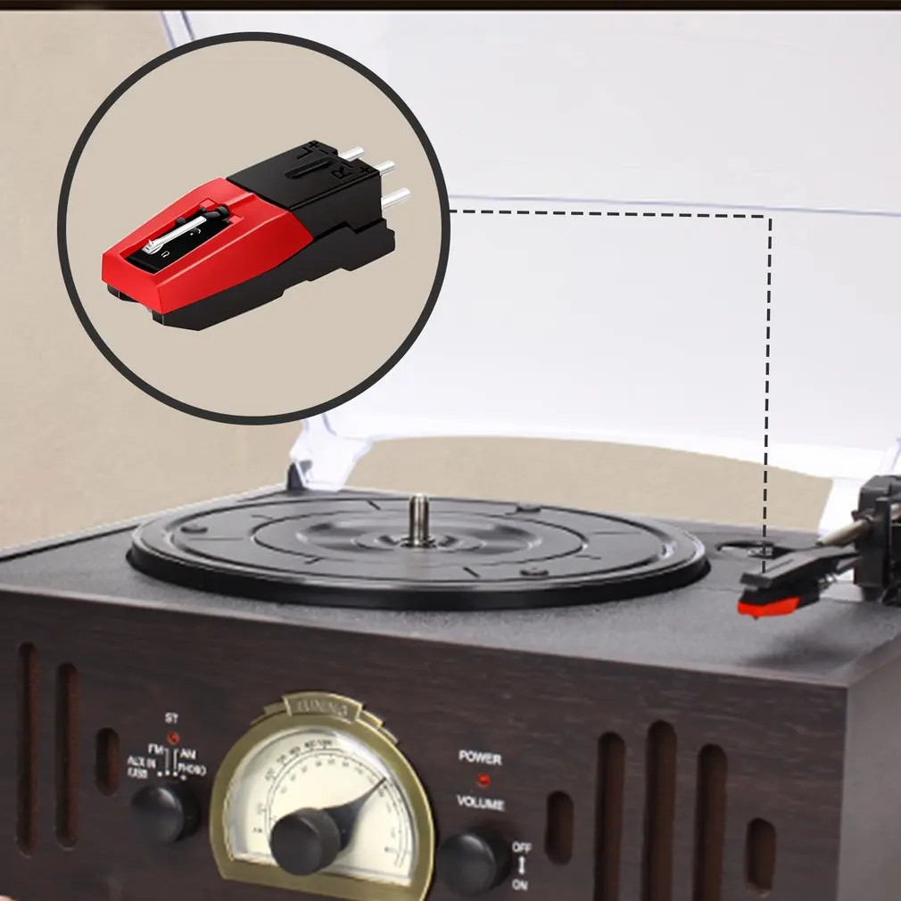 Новейший проигрыватель Phono картридж с сменным стилусом черный и красный для виниловых проигрывателей экономичный и прочный