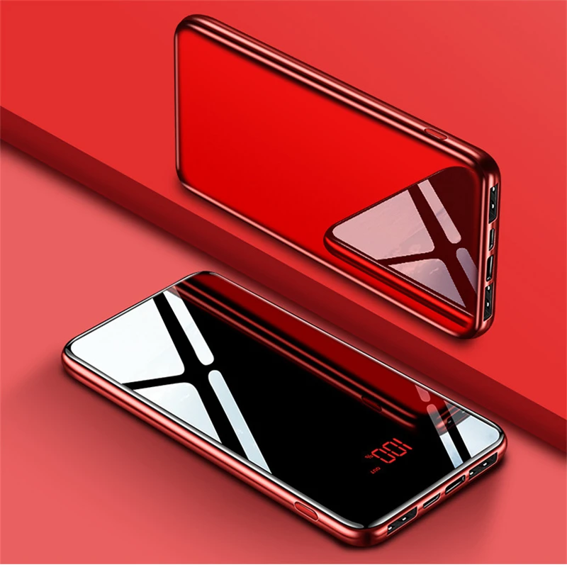 

Power Bank 30000mAh Mirror Portable Fashion Mobile Phones External Charging Ultra thin Pack Power bank For iPhone X XS 8 Xiaomi