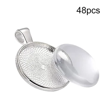 

48pcs Vintage Pendant Findings Necklace Crafting DIY Round Pendant Bezels Jewelry Making Accessories