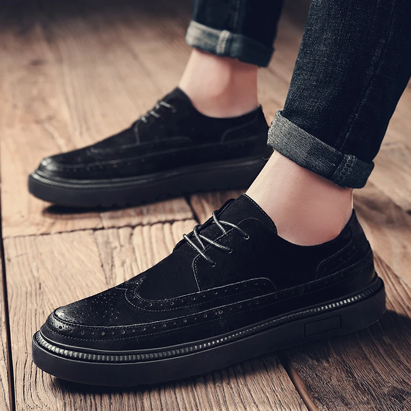 

New Trend British Style Brogue Shoes Male Comfortable Mens Fashion Shoe Anti Slip Leather Shoes Men Wearable Casual Shoes Men