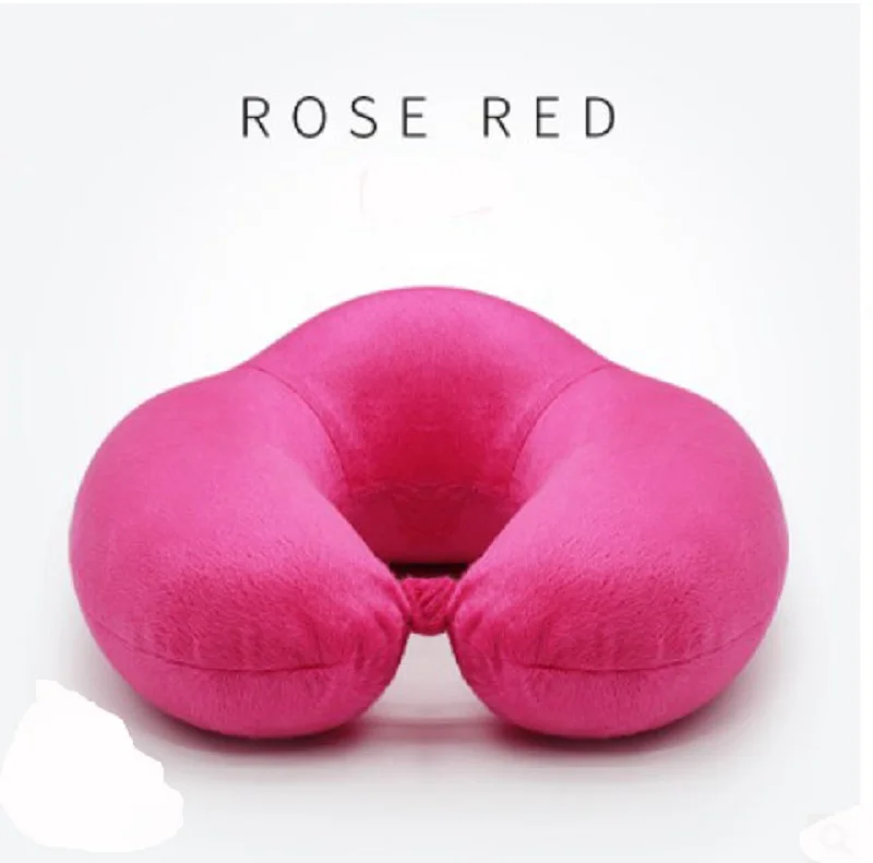 rose red Ортопедический эргономичный дизайн шеи Pilow путешествия пены памяти поддержка для самолета поезд офисное кресло домашняя подушка для шеи - Цвет: rose red