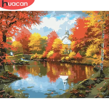 

HUACAN Paint By Number Autumn DIY Pictures By Numbers Forest Kits Hand Painted Painting Art Drawing On Canvas Gift Home Decor