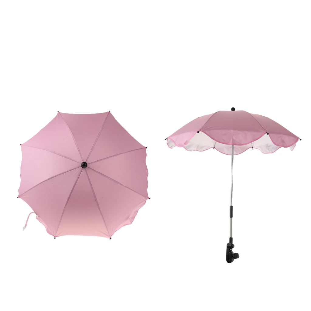 2x Портативный пляжный зонт, ветронепроницаемый, анти-УФ, Солнцезащитный навес, вращающийся на 360 ° зажим для летнего пляжа и спортивных мероприятий, розовый