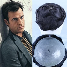 YY Парики Темно-коричневые человеческие волосы парик для мужчин бразильские волосы remy заменить мужчин t система кожи пу 8x10#2 30 мм вьющиеся мужские парики