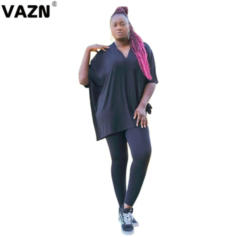 VAZN OMF147, большие размеры, Уличная Повседневная Мягкая свободная модная спортивная одежда, топ с коротким рукавом, длинные штаны, тонкий женский комплект из 2 предметов