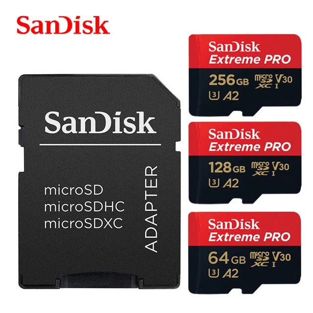 Sandisk – Carte Mémoire Extreme Pro Micro Sd, 64 Go 256 Go 512 Go, A2 U3  V30 4k Uhd Tf, Carte Flash Jusqu'à 170 Mo/s Pour Drone Caméra - Cartes  Mémoire - AliExpress