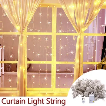 

9M x 3M 900-LED Warm White Light Romantic Christmas Wedding Outdoor Decoration Curtain String Light US Standard 110V Warm White