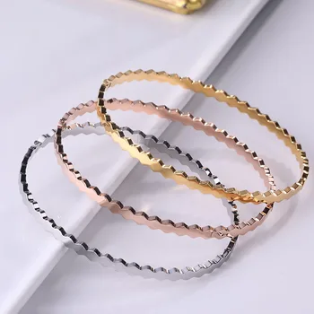 

17 cm Bracelet Stainless Steel Minimalist Twisted Cuff Bangle Wrist Accessories Rose Gold Color Men/Women Gift Jewelry Bracelets