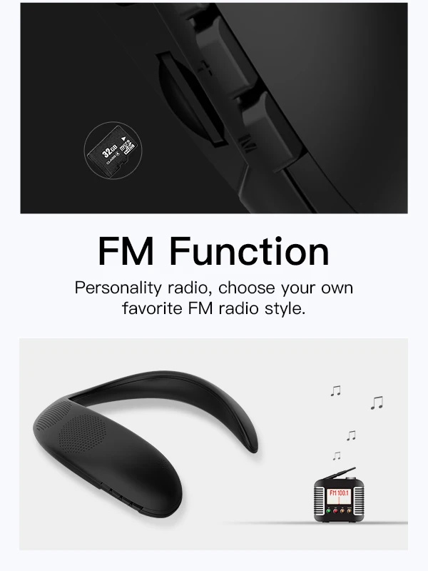 Bluedio HS soundbox с креплением на шею bluetooth динамик бас bluetooth 5,0 FM радио Поддержка SD карты слот