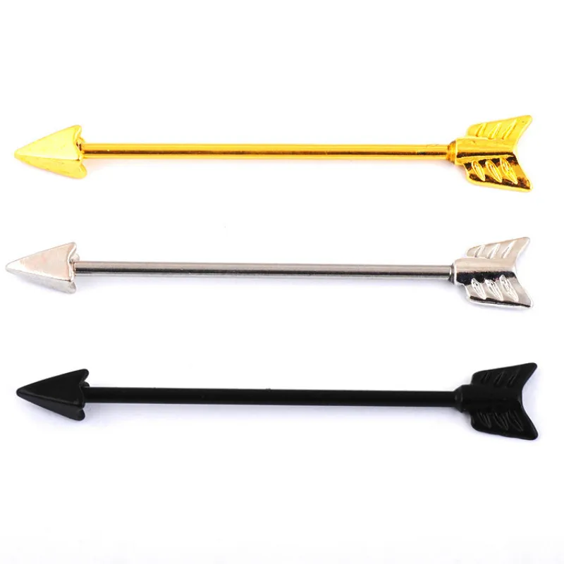 

1pc Arrow Steel Anodized Color Industrial Piercing Length Industrial Bar Scaffold Cartilage Helix Tongue Piercing Body Jewelry